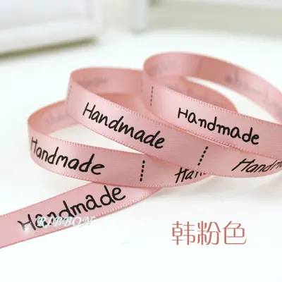 5meters/lot 10mm Printed "Handmade" Grosgrain Ribbon Christmas Ribbons Decorative Gift Packing Wedding Crafts Supplies