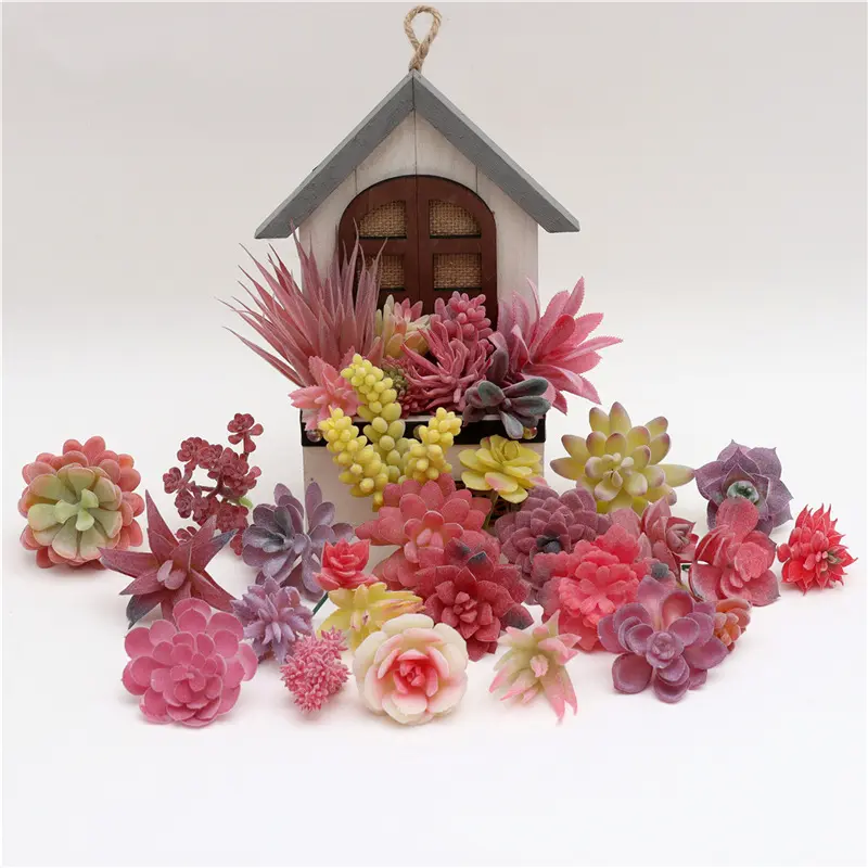 Various Tropical Artificial Succulent Plants Lotus Landscape Decorative Flower Mini Green Fake Plants Home Garden Decoration