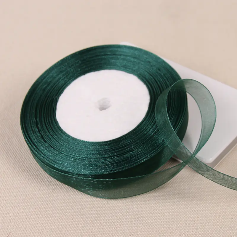 12mm 15mm 20mm 25mm 40mm 50mm Dark Green Transparent Organza Ribbons DIY Crafts Fabric Christmas Wedding Birthday Party Decor