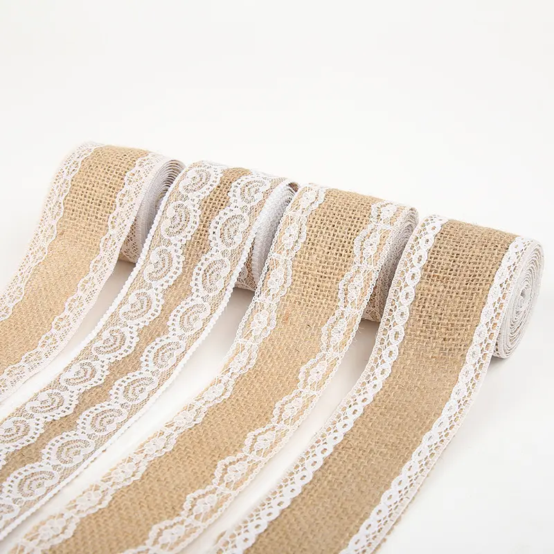 2inch 5cm Natural Jute Burlap Ribbon Rustic Vintage Wedding Decor Hessian Lace Jute Tape Christmas Birthday Party Supplies DIY