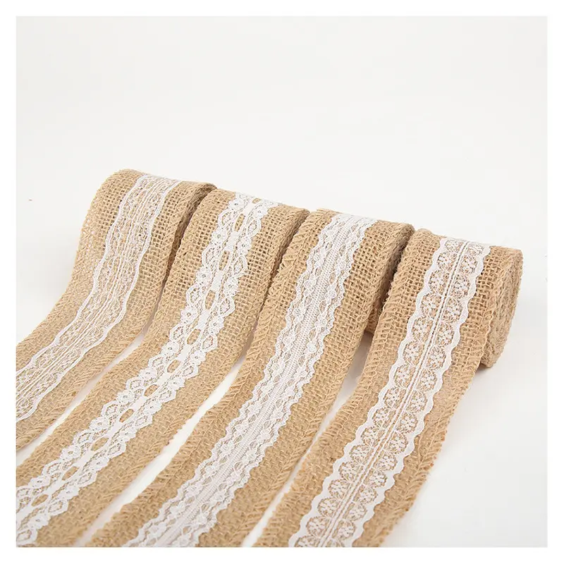 2inch 5cm Natural Jute Burlap Ribbon Rustic Vintage Wedding Decor Hessian Lace Jute Tape Christmas Birthday Party Supplies DIY