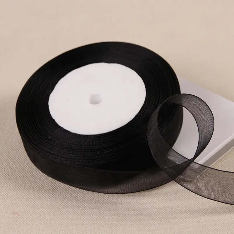 12/15/20/25/40/50mm Black Transparent Organza Ribbons DIY Crafts Fabric Wedding Birthday Party Decoration Gift Wrapping Ribbons