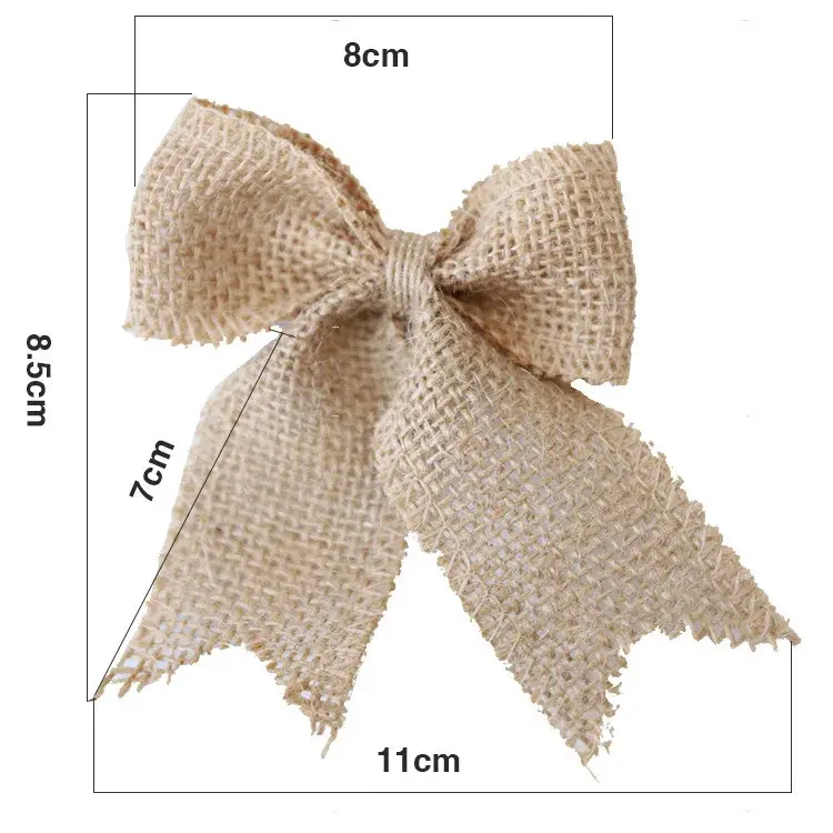 6pcs/pack Jute Burlap Lace Pearl Bow Christmas Tree Decoration Halloween New Year Ornaments Bowknot DIY Crafts Supplies