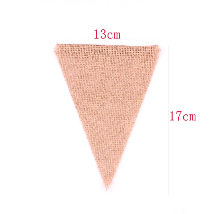 Vintage Jute Hessian Burlap Bunting Banner 4.5M 15 Triangle Flags Wedding Birthday Party Photography Props Decoration