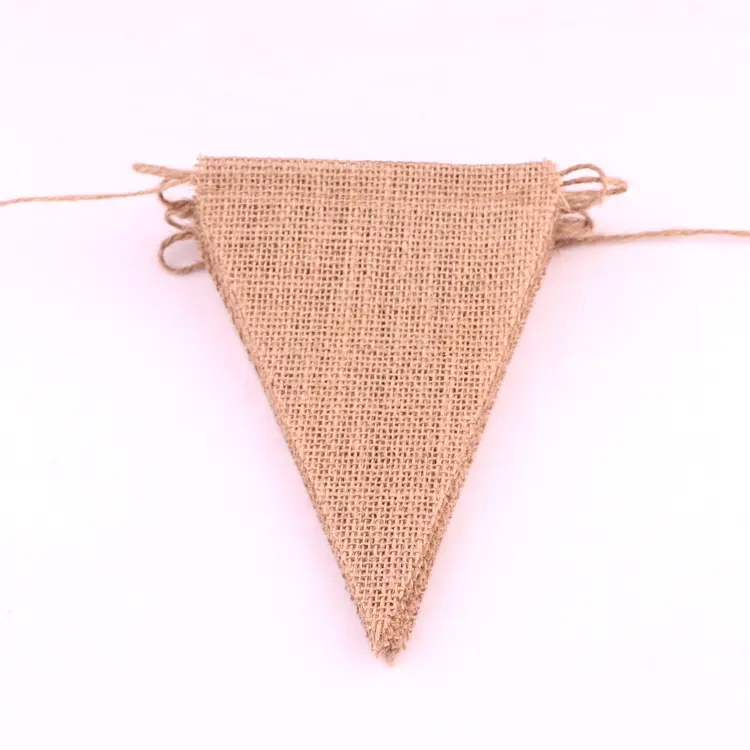 Vintage Jute Hessian Burlap Bunting Banner 4.5M 15 Triangle Flags Wedding Birthday Party Photography Props Decoration