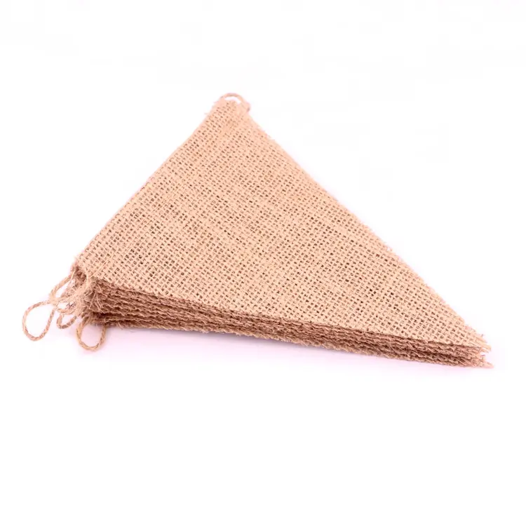Vintage Jute Hessian Burlap Bunting Banner 4.5M 15 Triangle Flags Wedding Birthday Party Photography Props Decoration