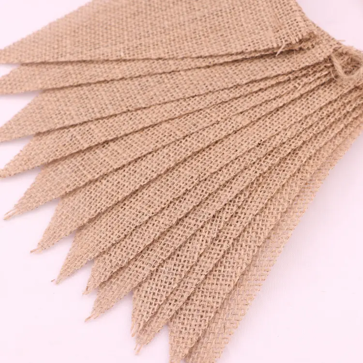 Vintage Jute Hessian Burlap Bunting Banner 4.5M 15 Triangle Flags Wedding Birthday Party Photography Props Decoration