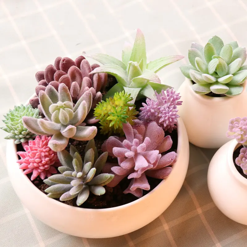 1pcs High Quality Artificial Plants Succulents Lotus Grass Leaves Landscape Simulation Plants Home Office Fake Flower Decoration