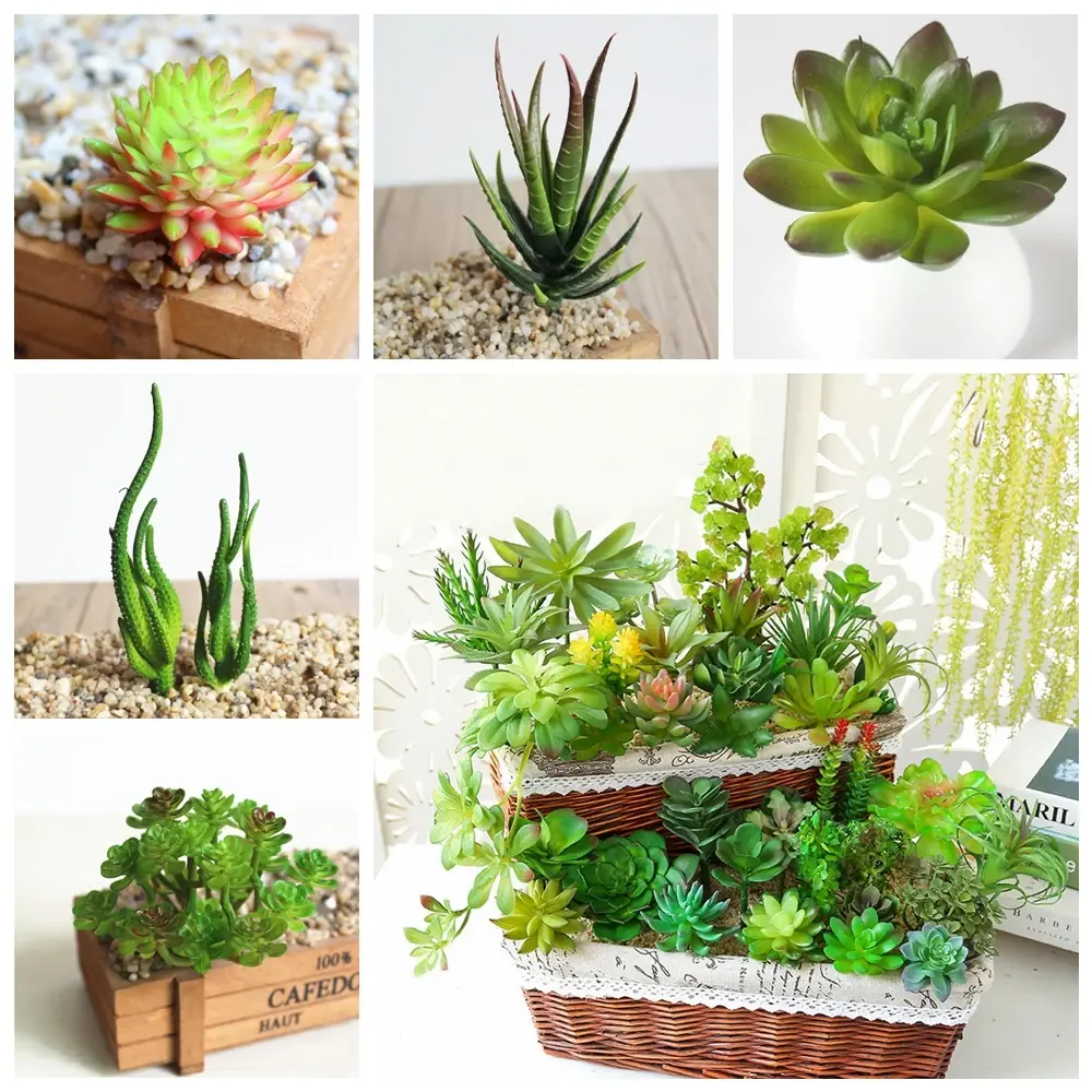39Styles Green Artificial Succulents Plants Home Bedroom Living Room Bathroom Christmas Party Decoration Fake Plants Bonsai