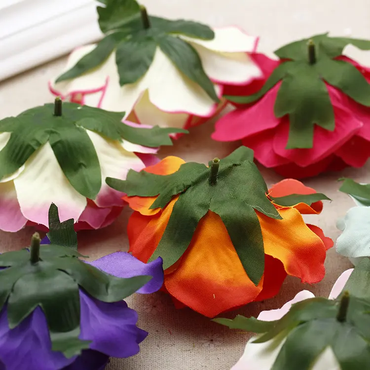 Wholesale 10pcs 10cm Silk Blooming Roses Artificial Flower Heads For Wedding Car Decoration DIY Bridal Wreath Home Garden Decor