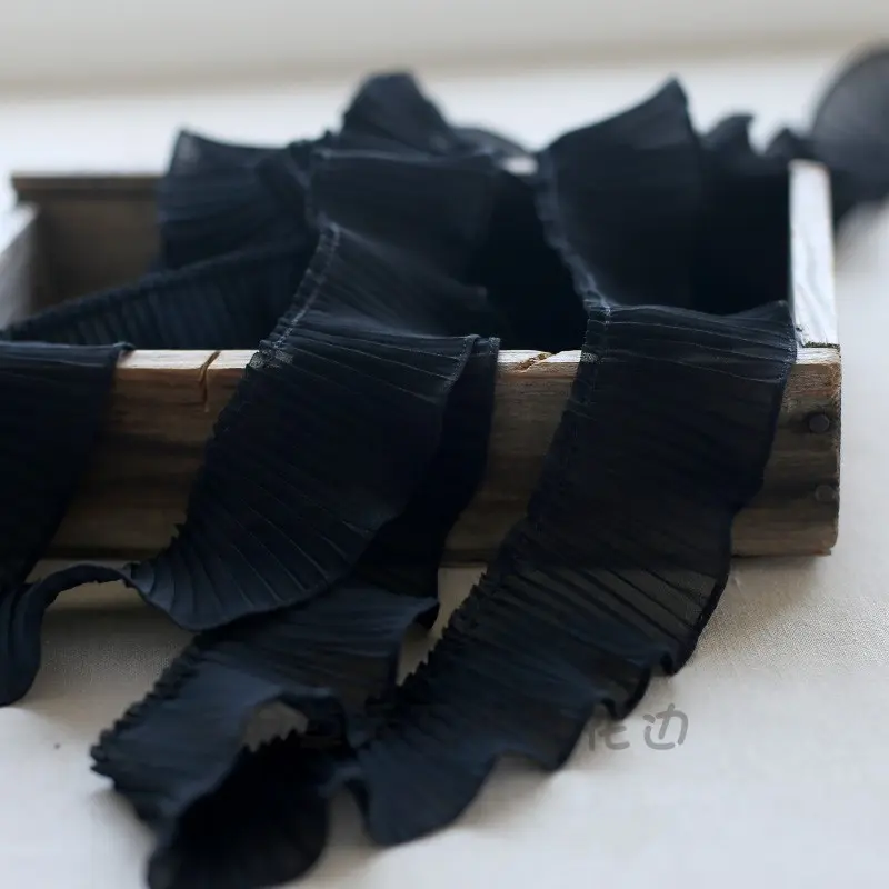 1Meter Chiffon Pleated Ruffles Lace Ribbon 5.5cm Wide DIY Handmade Crafts Fabric Home Textile Decoration Lace Tape
