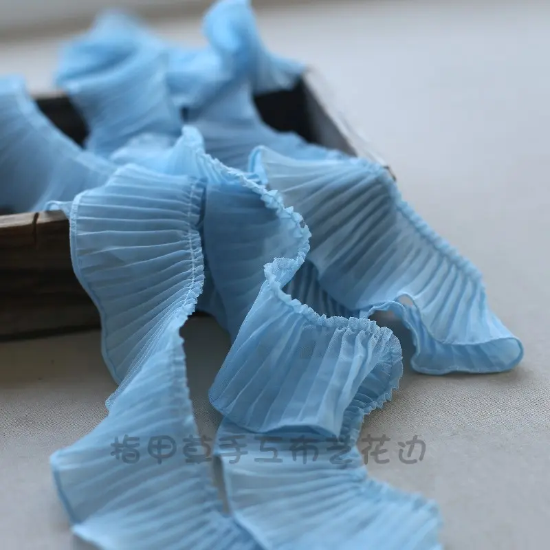 1Meter Chiffon Pleated Ruffles Lace Ribbon 5.5cm Wide DIY Handmade Crafts Fabric Home Textile Decoration Lace Tape