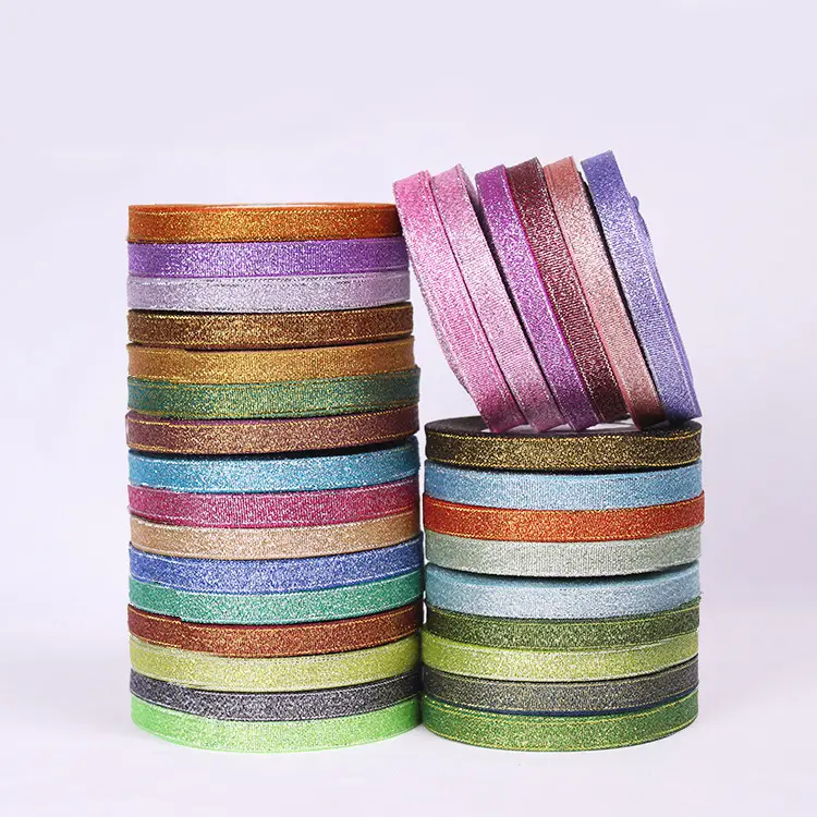 25Yard/Roll 10mm Gold Silver Glitter Ribbon Christmas Halloween Gift Wrapping Wedding Decorative DIY Handmade Crafts Material