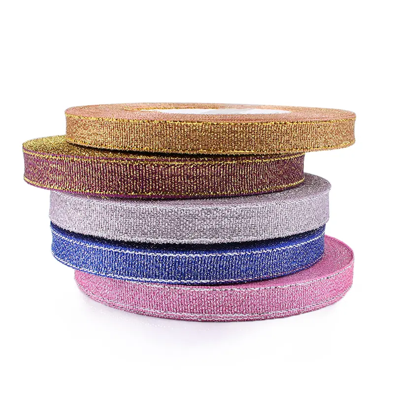 25Yard/Roll 10mm Gold Silver Glitter Ribbon Christmas Halloween Gift Wrapping Wedding Decorative DIY Handmade Crafts Material