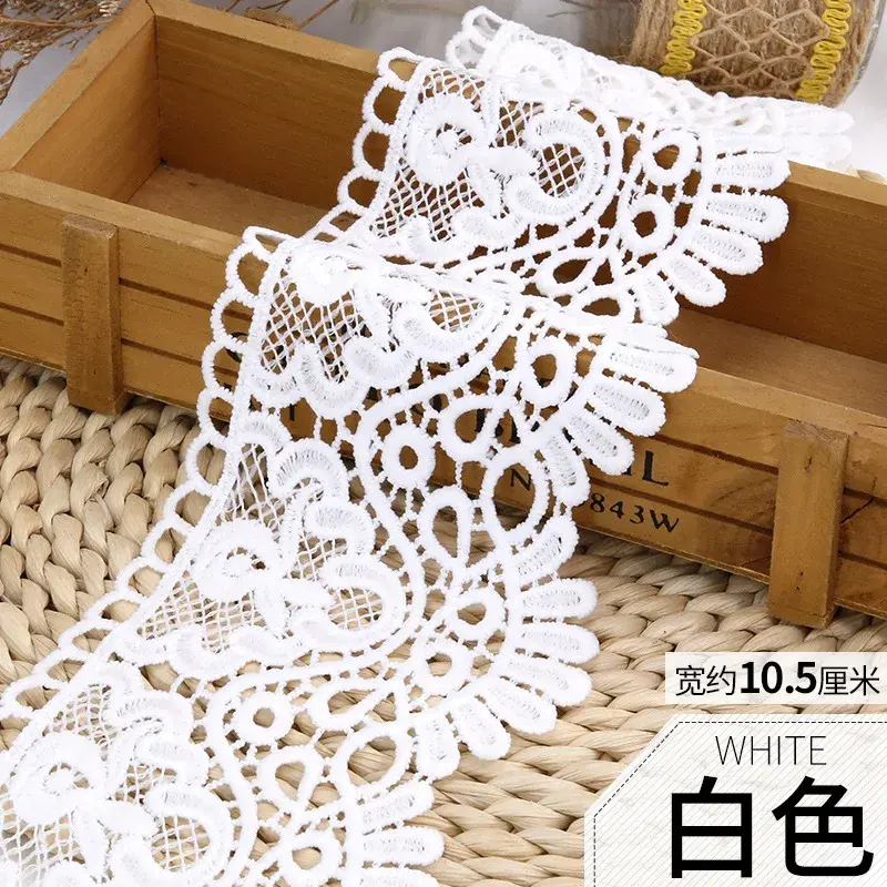 9-10cm Wide Hollow Out Floral Embroidered Water Soluble Lace Ribbon DIY Handmade Crafts Fabric Home Textile Decoration Tape