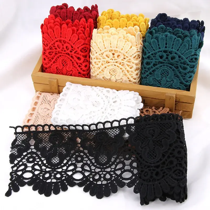 9-10cm Wide Hollow Out Floral Embroidered Water Soluble Lace Ribbon DIY Handmade Crafts Fabric Home Textile Decoration Tape
