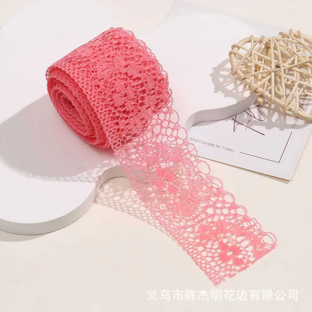 300Yards/Roll 4cm Lace Ribbon Embroidered Lace Trim Ribbon Lace Decorations DIY Sewing Fabric Material for Clothes