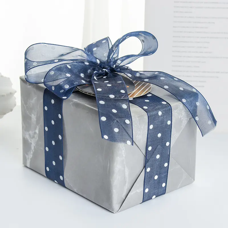 25mm 45Meter Transparent Organza Round Dot Ribbon Packaging Wedding Event Party Christmas Handmade Bow Hair Accessory