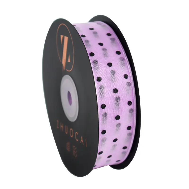 25mm 45Meter Transparent Organza Round Dot Ribbon Packaging Wedding Event Party Christmas Handmade Bow Hair Accessory