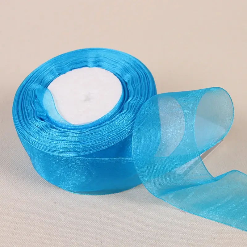 12/15/20/25/40/50mm Peacock Blue Transparent Organza Ribbons DIY Crafts Fabric Christmas Wedding Birthday Party Decoration Ruban
