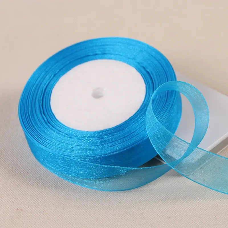 12/15/20/25/40/50mm Peacock Blue Transparent Organza Ribbons DIY Crafts Fabric Christmas Wedding Birthday Party Decoration Ruban