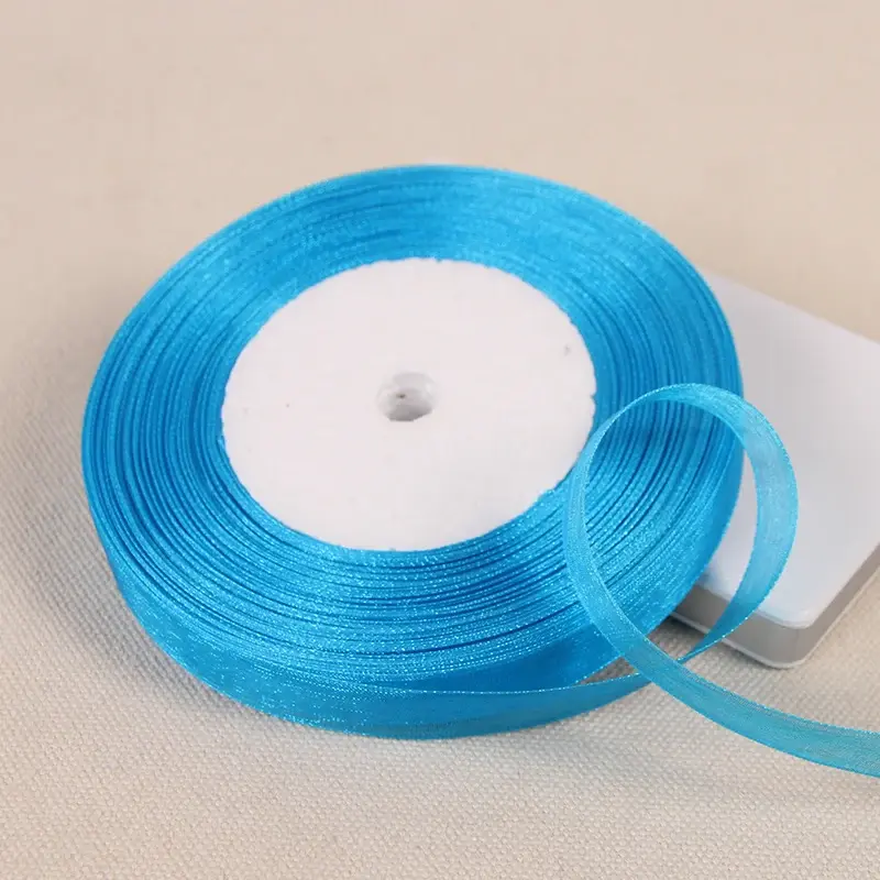 12/15/20/25/40/50mm Peacock Blue Transparent Organza Ribbons DIY Crafts Fabric Christmas Wedding Birthday Party Decoration Ruban