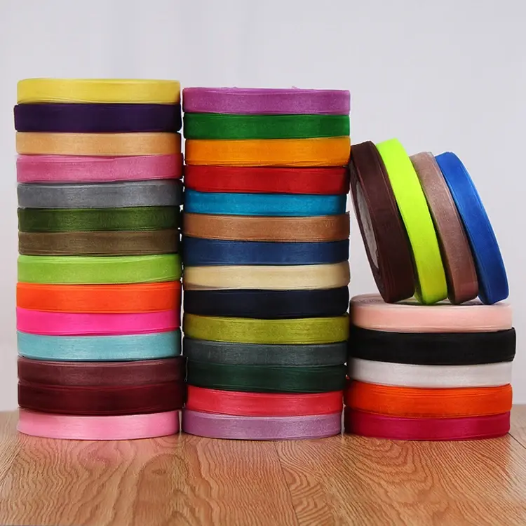 50yards/Roll 12mm Wide Organza Ribbon Party Wedding Birthday Gift Packaging Ribbons Christmas New Year DIY Bow Craft Accessories