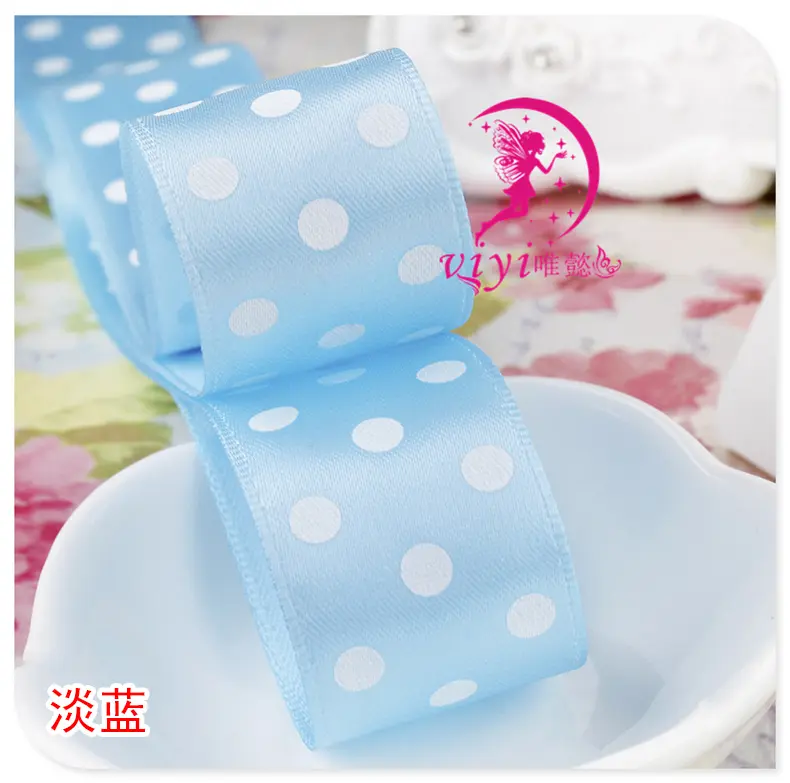 5M/Lots 25mm Vintage Polka Dot Printed Satin Ribbons DIY Handmade Crafts Material Baby Girl Headband Hairclip Accessories Ribbon