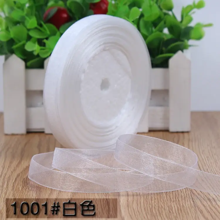50yards/Roll 12mm Wide Organza Ribbon Party Wedding Birthday Gift Packaging Ribbons Christmas New Year DIY Bow Craft Accessories