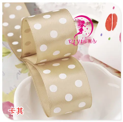5M/Lots 25mm Vintage Polka Dot Printed Satin Ribbons DIY Handmade Crafts Material Baby Girl Headband Hairclip Accessories Ribbon