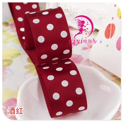 5M/Lots 25mm Vintage Polka Dot Printed Satin Ribbons DIY Handmade Crafts Material Baby Girl Headband Hairclip Accessories Ribbon