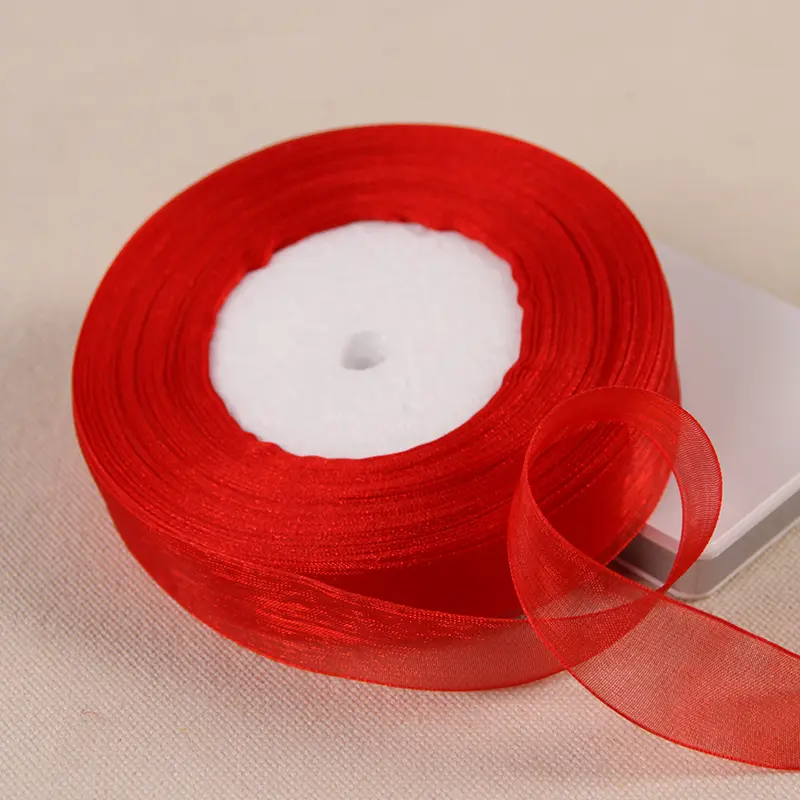12/15/20/25/40/50mm Red Transparent Organza Ribbons DIY Crafts Fabric Wedding Birthday Party Decoration Gift Wrapping Ribbons
