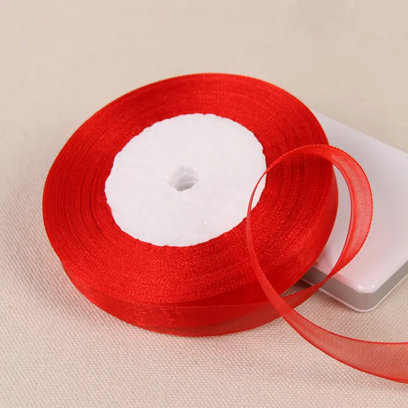 12/15/20/25/40/50mm Red Transparent Organza Ribbons DIY Crafts Fabric Wedding Birthday Party Decoration Gift Wrapping Ribbons