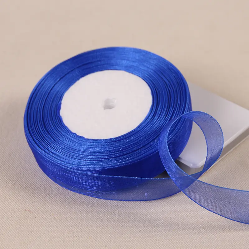 12/15/20/25/40/50mm Royal Blue Transparent Organza Ribbons DIY Crafts Fabric Christmas Wedding Birthday Party Decoration Ruban