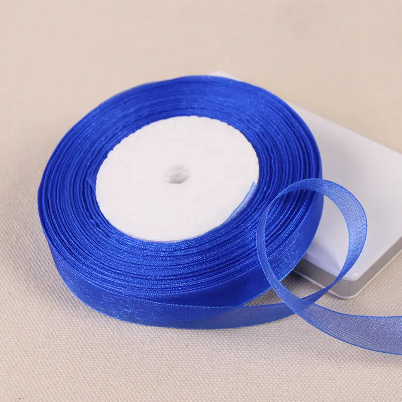 12/15/20/25/40/50mm Royal Blue Transparent Organza Ribbons DIY Crafts Fabric Christmas Wedding Birthday Party Decoration Ruban