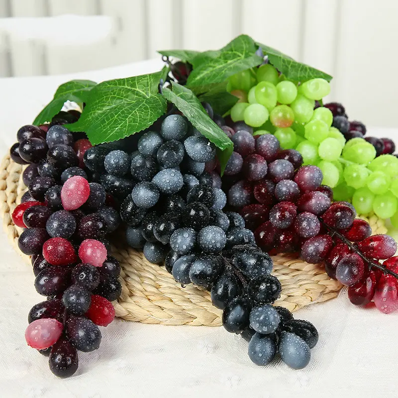 Real Touch Artificial Fruit Grapes Plastic Fake Leaves Christmas Home Garden Wedding Party Decoration Food Photography Props
