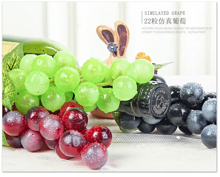 Real Touch Artificial Fruit Grapes Plastic Fake Leaves Christmas Home Garden Wedding Party Decoration Food Photography Props