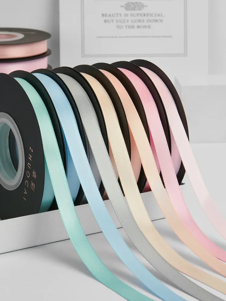 18meters/roll Double Face Satin Ribbon Width 1cm Solid Color Ribbons for Handmade Craft Gifts Wedding Decoration