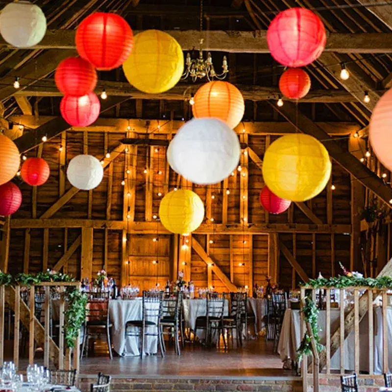 Yellow Chinese Round Paper Lantern Christmas Halloween New Year Festive Party Supplies Wedding Baby Shower Birthday Decoration