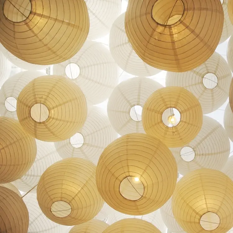 Yellow Chinese Round Paper Lantern Christmas Halloween New Year Festive Party Supplies Wedding Baby Shower Birthday Decoration