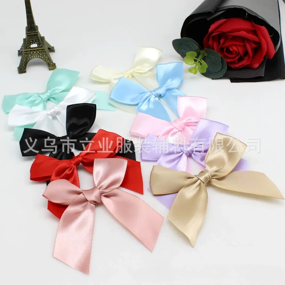 50pcs 1 Inch 25mm Black Red Pink White Ribbon Bows Satin Bow Flower DIY Crafts Supplies Christmas Halloween Gift Box Decorations