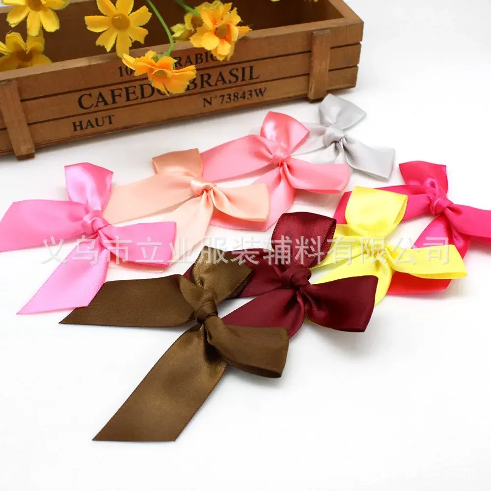 50pcs 1 Inch 25mm Black Red Pink White Ribbon Bows Satin Bow Flower DIY Crafts Supplies Christmas Halloween Gift Box Decorations