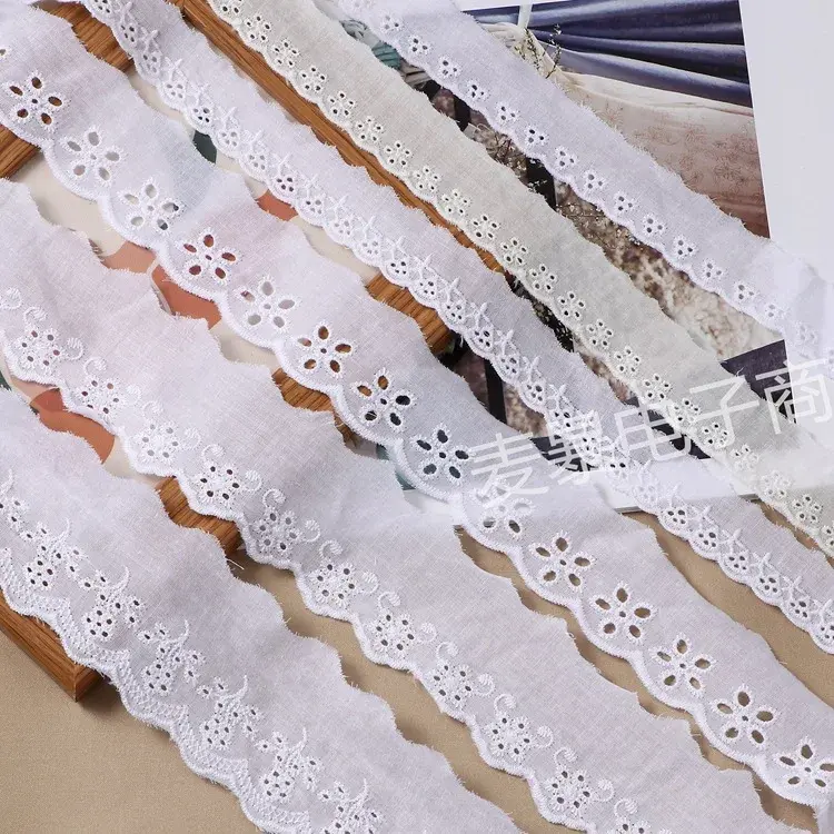 15yards/lot Embroidery Cotton Lace Ribbon Home Handmade DIY Apparel Sewing Supplies Beige White Lace Tape