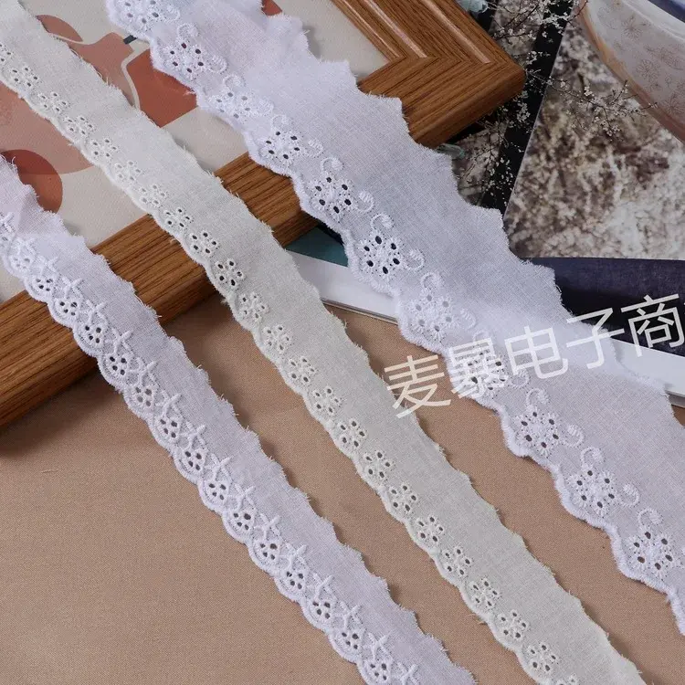 15yards/lot Embroidery Cotton Lace Ribbon Home Handmade DIY Apparel Sewing Supplies Beige White Lace Tape