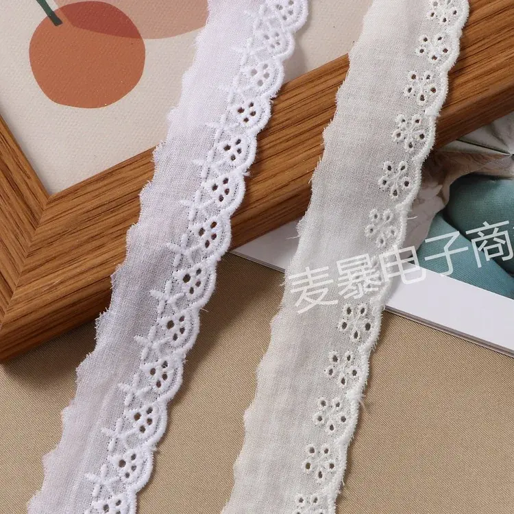 15yards/lot Embroidery Cotton Lace Ribbon Home Handmade DIY Apparel Sewing Supplies Beige White Lace Tape