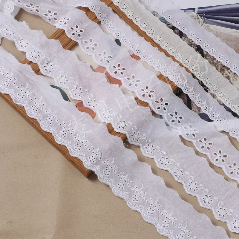15yards/lot Embroidery Cotton Lace Ribbon Home Handmade DIY Apparel Sewing Supplies Beige White Lace Tape
