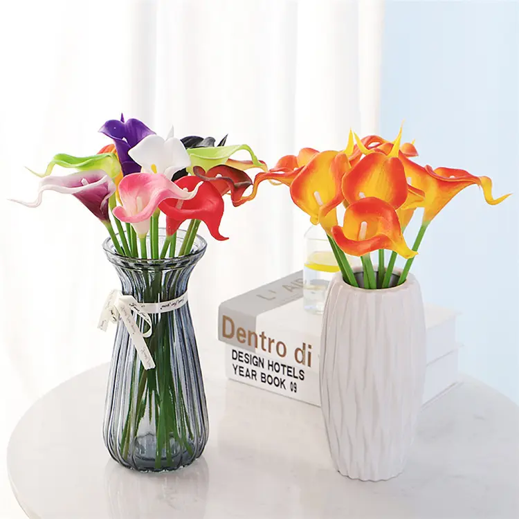 10pcs 34cm Real Touch PU Latex Calla Lily for Home Garden Decoration Wedding Party Supplies Bridal Bouquet Artificial Flowers