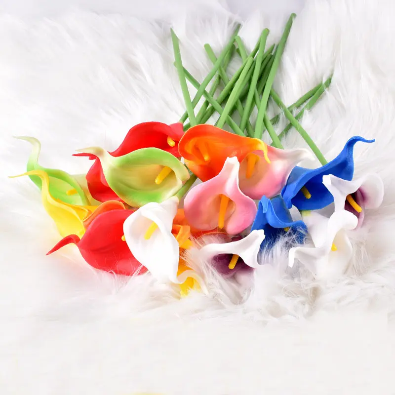 10pcs 34cm Real Touch PU Latex Calla Lily for Home Garden Decoration Wedding Party Supplies Bridal Bouquet Artificial Flowers