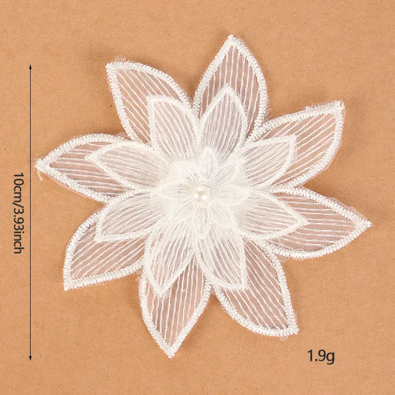 20pcs Flower Butterfly Embroidered White Lace Applique Mesh Trim For Sew On Guipure Fabric Wedding Supplies Decoration Patches