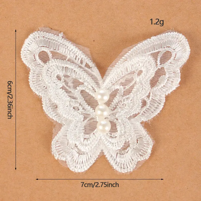 20pcs Flower Butterfly Embroidered White Lace Applique Mesh Trim For Sew On Guipure Fabric Wedding Supplies Decoration Patches